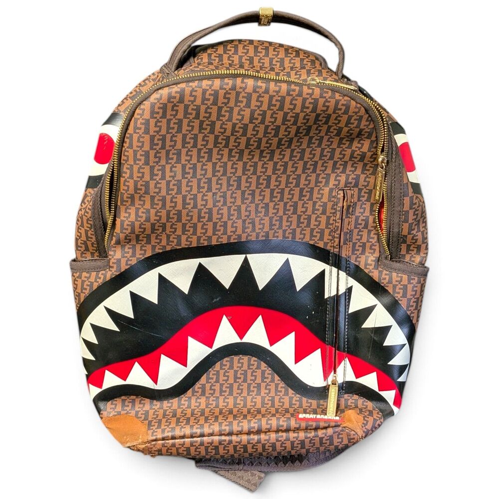 Sprayground Limited Edition Shark Mouth Backpack Zipper Needs Repair & See Photo
